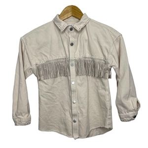 Zara girls fringed rhinestone shirt size 8